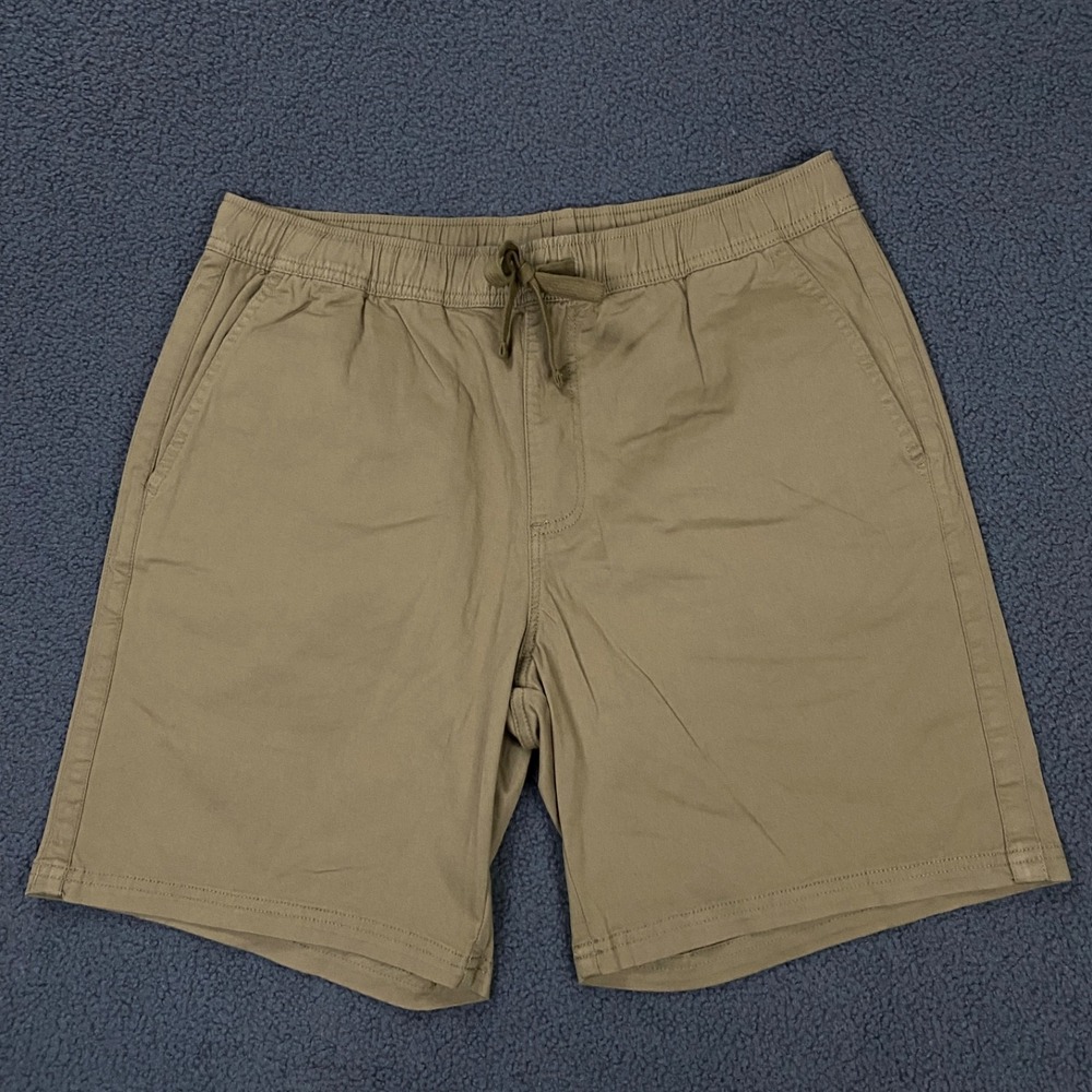 Katin Patio Short Mens Medium Tan Stretch Elastic Waist Chino Beach Skate NWOT